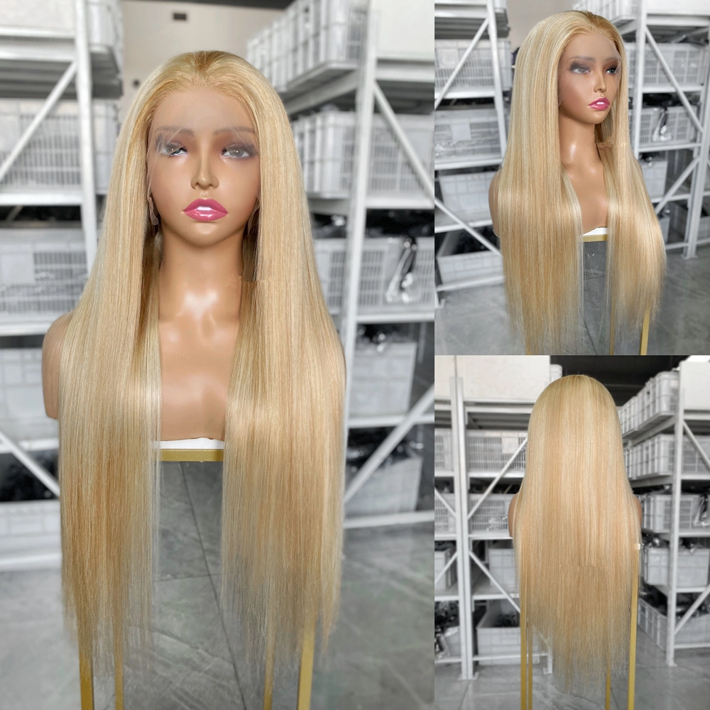 200% Density Human Hair 13x6 Full Frontal Wig 27/613# Highlighted Color Straight Hair